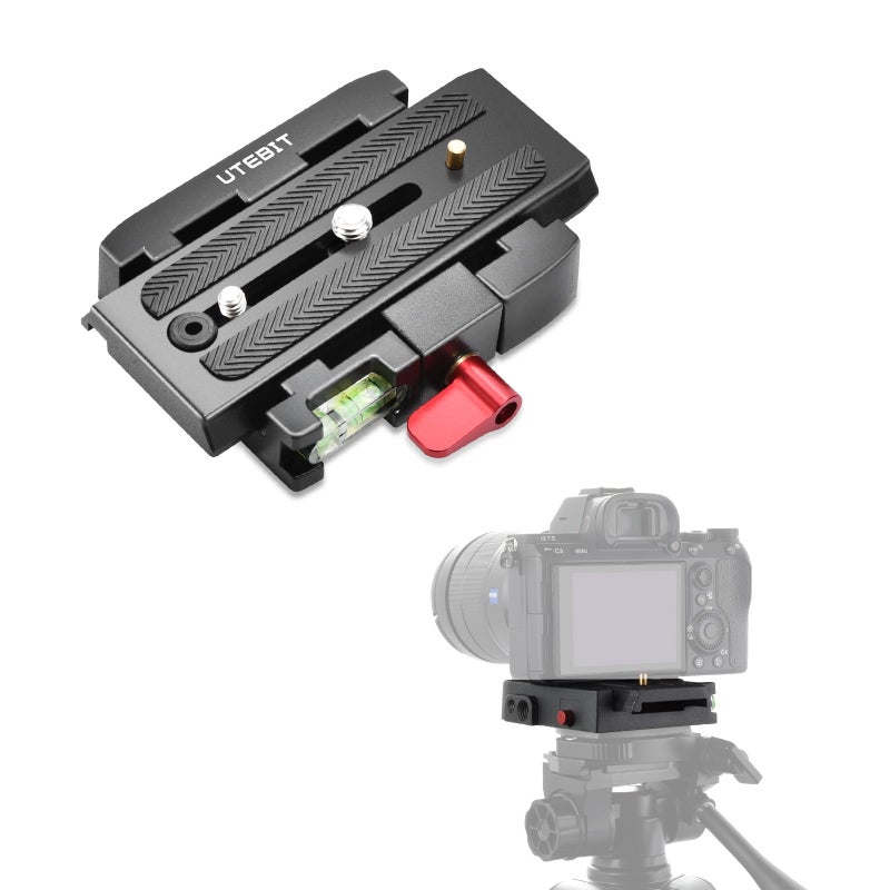 UTEBIT P200 Quick Release Plate - Aluminum Alloy Camera Tripod Base Plate with 1/4" and 3/8" Screw Hole Compatible with Sony A6400 Manfrotto Only - Image 1
